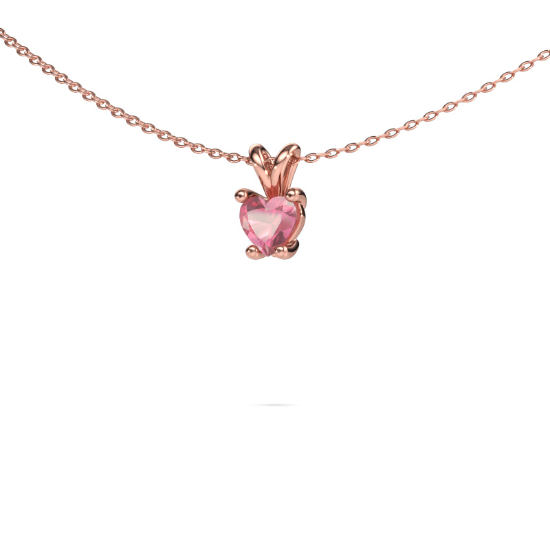 Image of Pendant Sam Heart 585 rose gold Tourmaline pink 5 mm