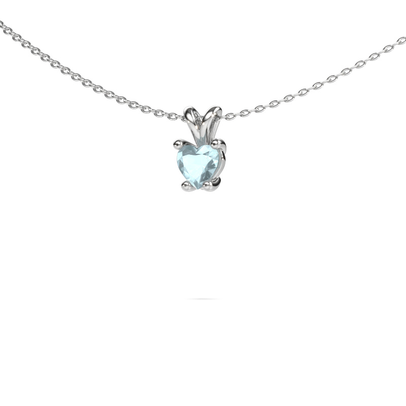 Image of Pendant Sam Heart 585 white gold Aquamarine 5 mm