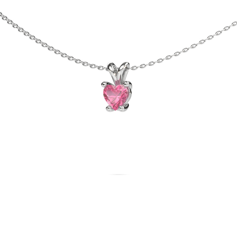 Image of Pendant Sam Heart 585 white gold Pink sapphire 5 mm