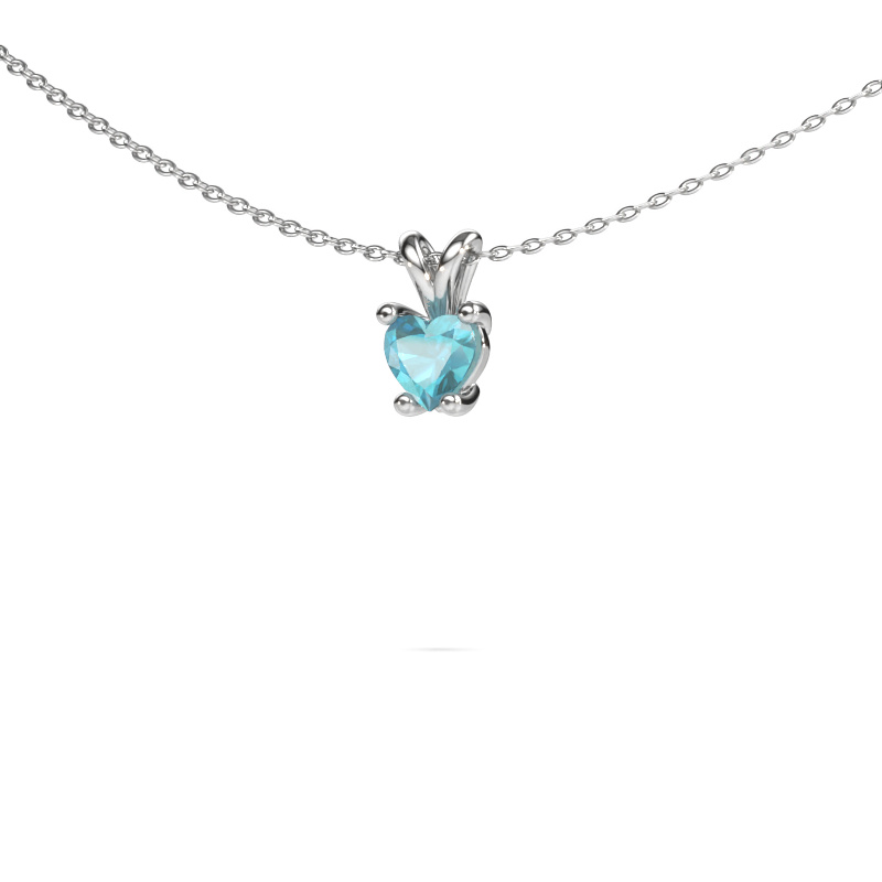 Image of Pendant Sam Heart 585 white gold Blue topaz 5 mm