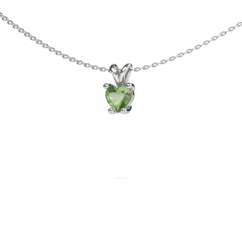 Image of Pendant Sam Heart 585 white gold Tourmaline green 5 mm