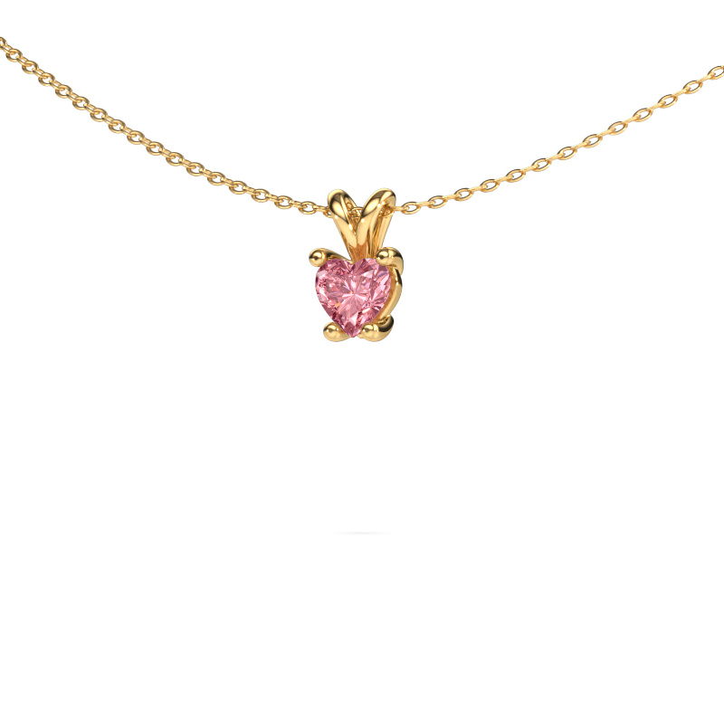Image of Pendant Sam Heart 585 gold Pink lab grown diamond 5 mm