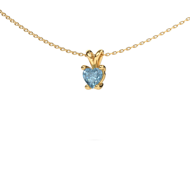 Image of Pendant Sam Heart 585 gold Blue lab grown diamond 5 mm