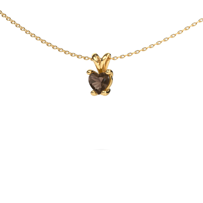Image of Pendant Sam Heart 585 gold Smokey quartz 5 mm