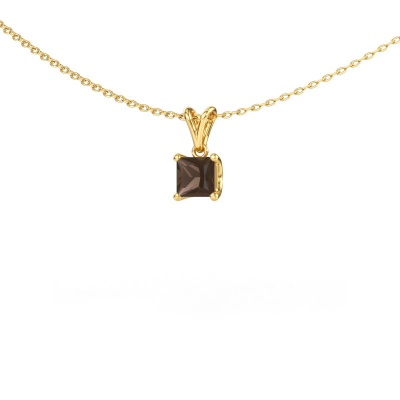 Image of Pendant Sam SQR 585 gold Smokey quartz 4.5 mm
