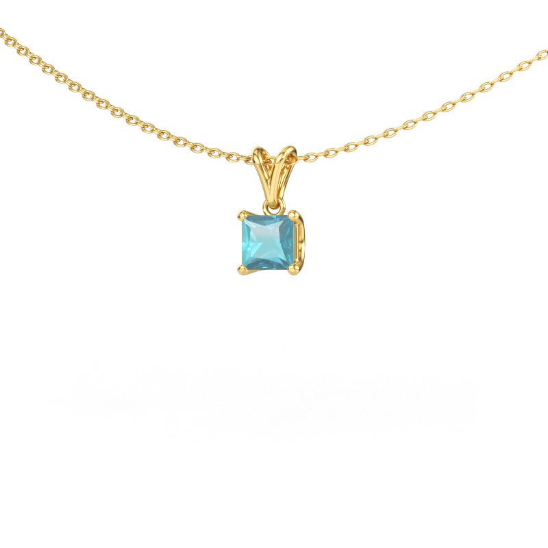 Image of Pendant Sam SQR 585 gold Blue topaz 4.5 mm