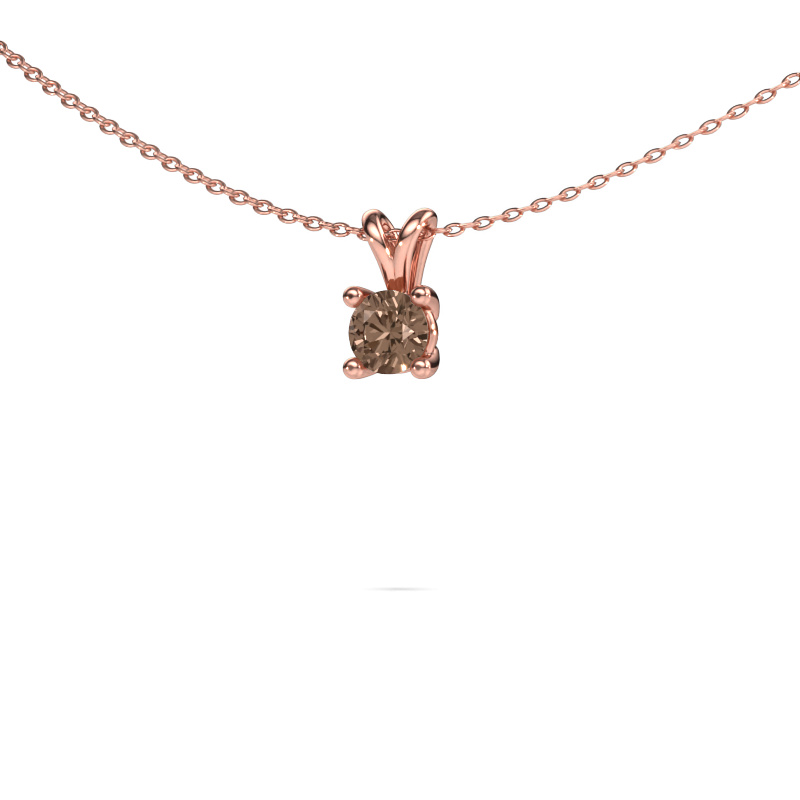 Image of Pendant Sam round 585 rose gold Brown diamond 0.50 crt