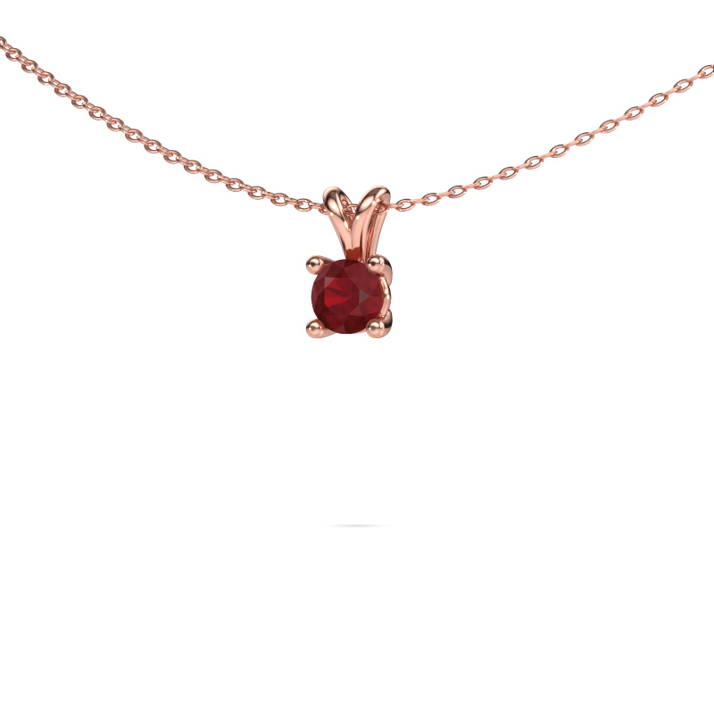 Image of Pendant Sam round 585 rose gold Ruby 5 mm