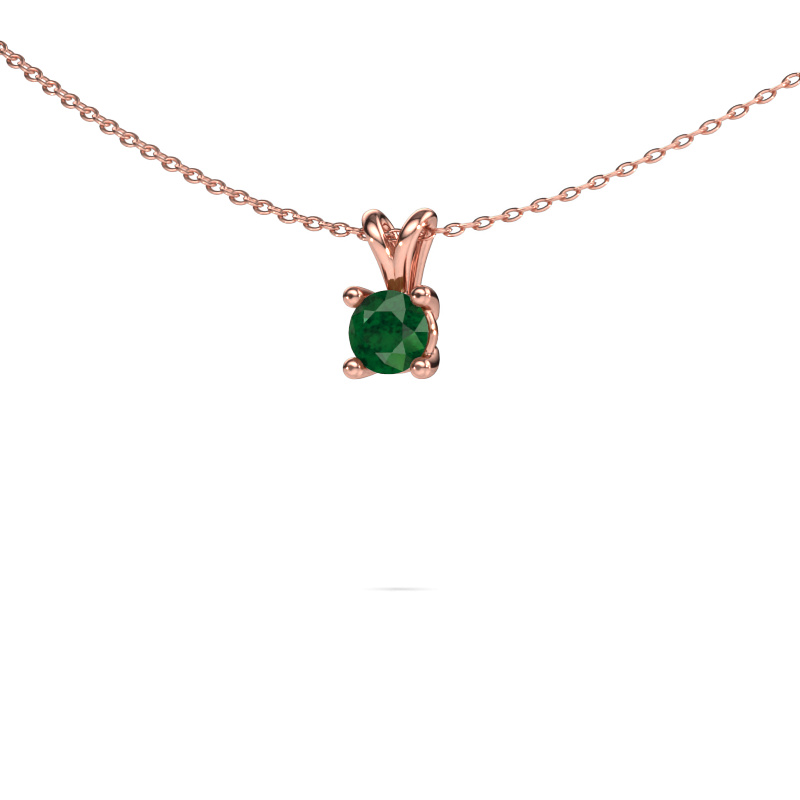 Image of Pendant Sam round 585 rose gold Emerald 5 mm