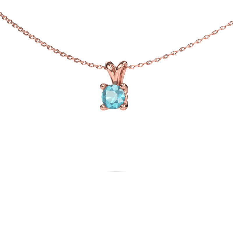 Image of Pendant Sam round 585 rose gold Blue topaz 5 mm