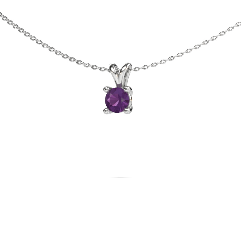 Image of Pendant Sam round 585 white gold Amethyst 5 mm