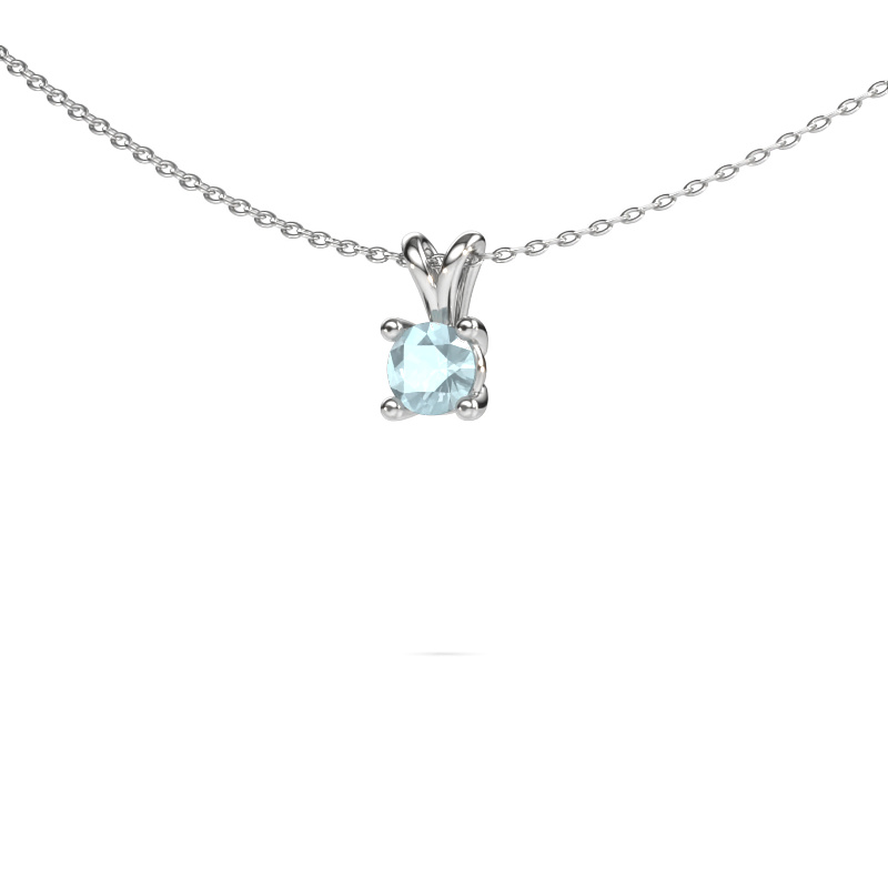 Afbeelding van Hanger Sam round 950 platina Aquamarijn 5 mm