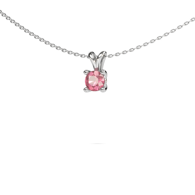 Image of Pendant Sam round 585 white gold Tourmaline pink 5 mm