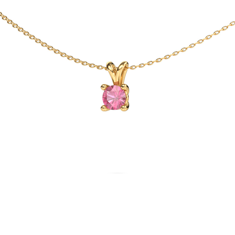 Image of Pendant Sam round 585 gold Pink sapphire 5 mm