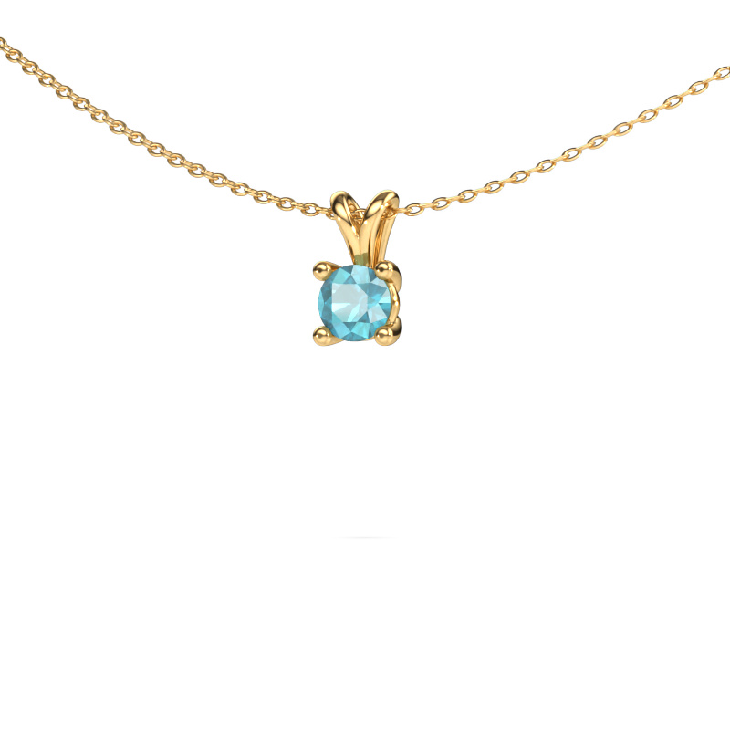 Image of Pendant Sam round 585 gold Blue topaz 5 mm