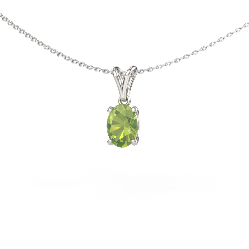 Image de Pendentif Sam OVL 950 platine Péridot 8x6 mm