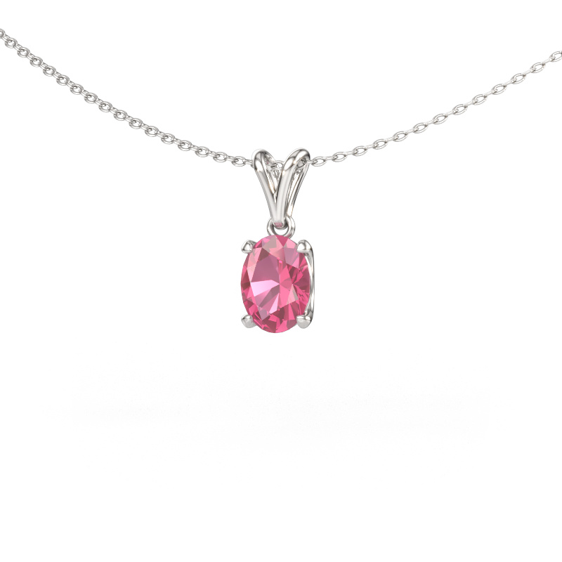 Image of Pendant Sam OVL 950 platinum Pink sapphire 8x6 mm