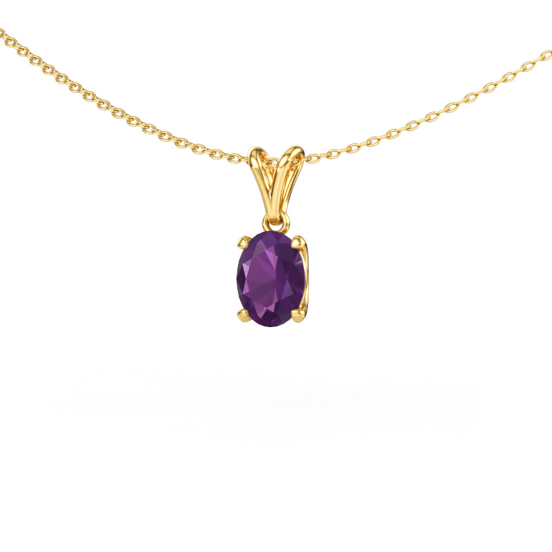 Image de Pendentif Sam OVL 585 or jaune Améthyste 8x6 mm