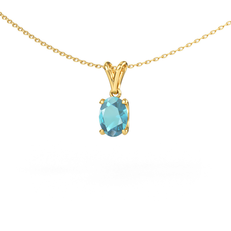 Image of Pendant Sam OVL 585 gold Blue topaz 8x6 mm