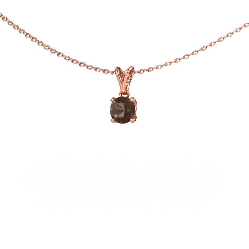 Image of Pendant Sam RND 585 rose gold Smokey quartz 5 mm
