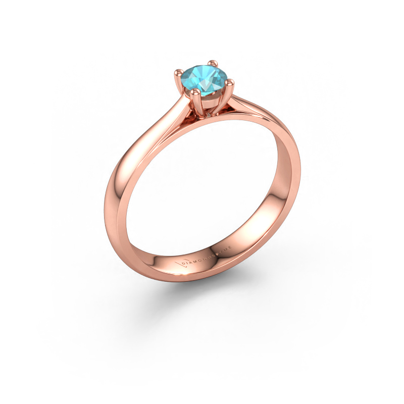 Immagine di Anello di fidanzamento Sam 585 oro rosa Topazio blu 4.2 mm