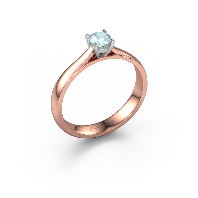 Bild von Verlobungsring Sam 585 Roségold Aquamarin 4.2 mm