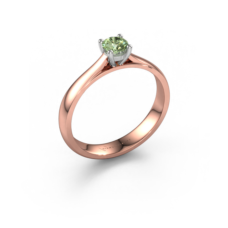 Bild von Verlobungsring Sam 585 Roségold Grüner Labor-Diamant 4.2 mm