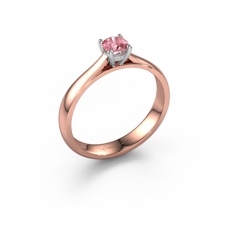 Image of Engagement ring Sam 585 rose gold Pink lab grown diamond 4.2 mm