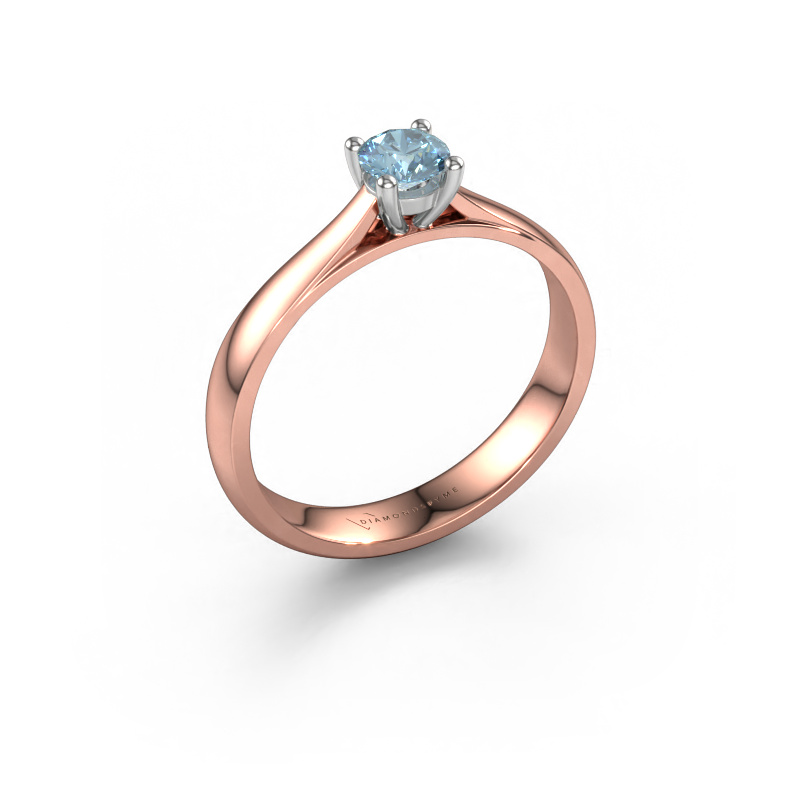 Image of Engagement ring Sam 585 rose gold Blue lab grown diamond 4.2 mm