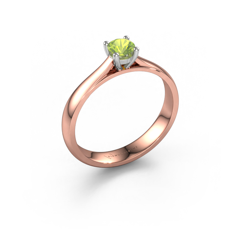 Image of Engagement ring Sam 585 rose gold Peridot 4.2 mm