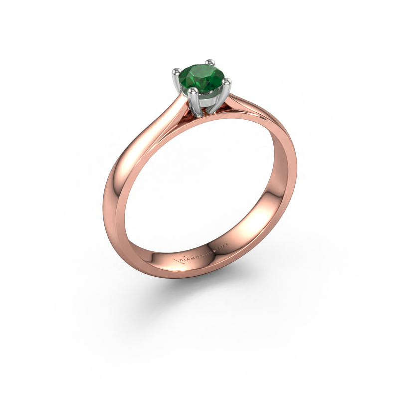 Bild von Verlobungsring Sam 585 Roségold Smaragd 4.2 mm