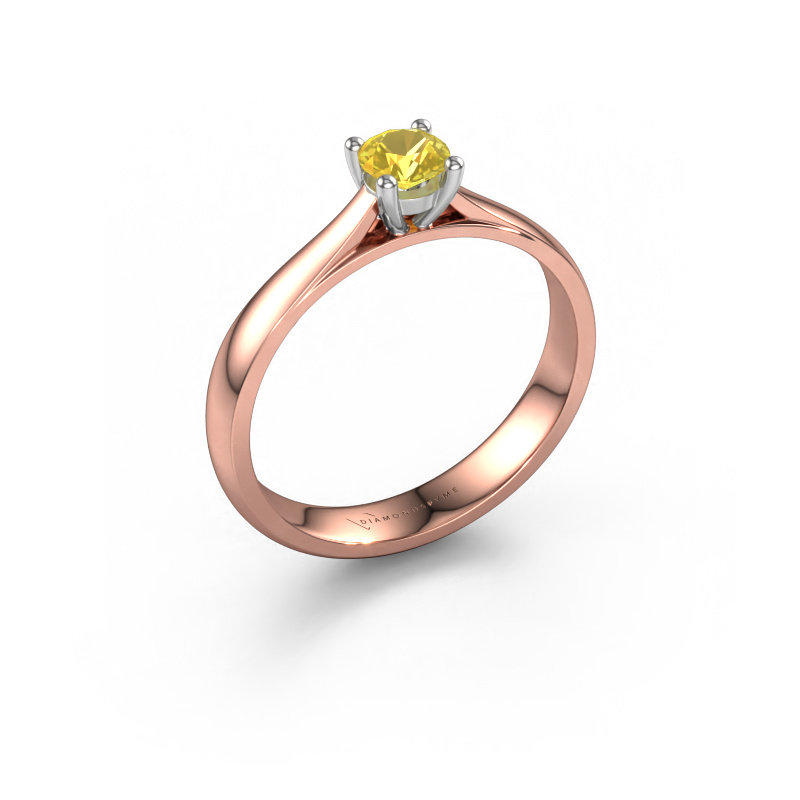 Image of Engagement ring Sam 585 rose gold Yellow sapphire 4.2 mm