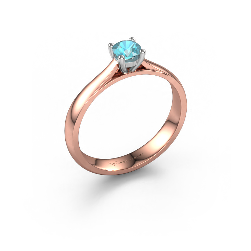 Image de Bague de fiançailles Sam 585 or rose Topaze bleue 4.2 mm