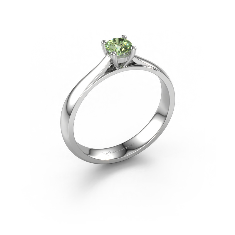 Image of Engagement ring Sam 585 white gold Green lab grown diamond 4.2 mm
