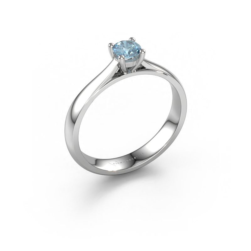 Image of Engagement ring Sam 585 white gold Blue lab grown diamond 4.2 mm