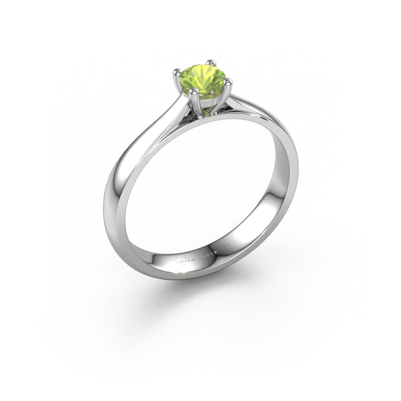 Image of Engagement ring Sam 585 white gold Peridot 4.2 mm