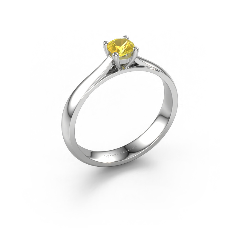 Image of Engagement ring Sam 585 white gold Yellow sapphire 4.2 mm