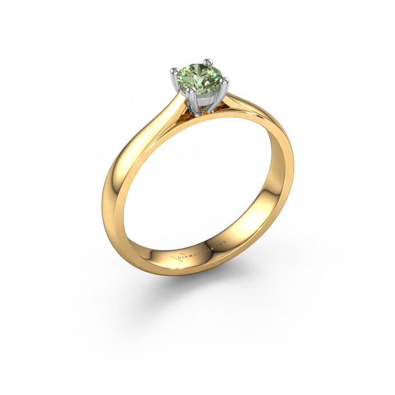 Image of Engagement ring Sam 585 gold Green lab grown diamond 4.2 mm
