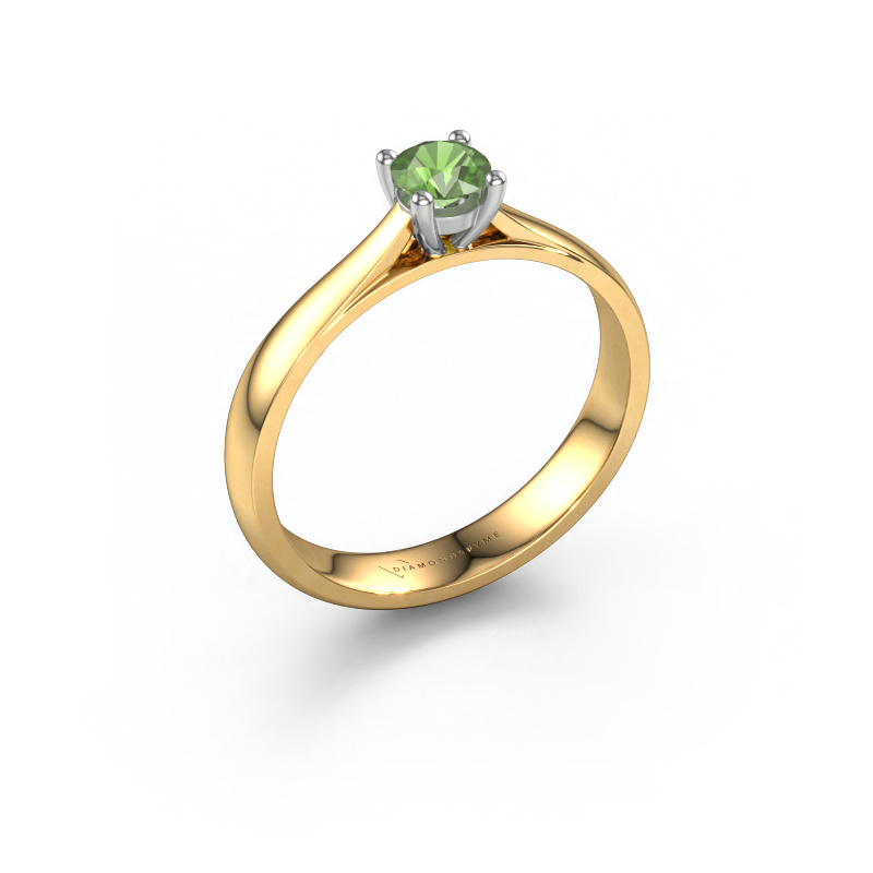 Image de Bague de fiançailles Sam 585 or jaune Vert tourmaline 4.2 mm