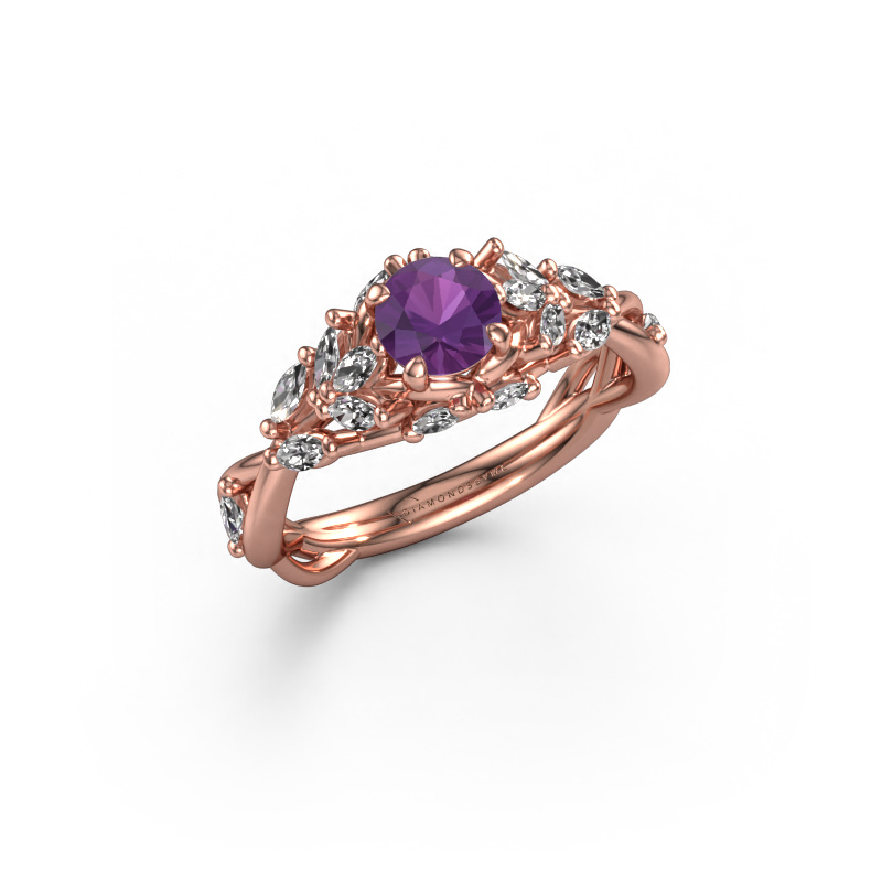 Image of Engagement ring Samantha RND 585 rose gold Amethyst 5 mm