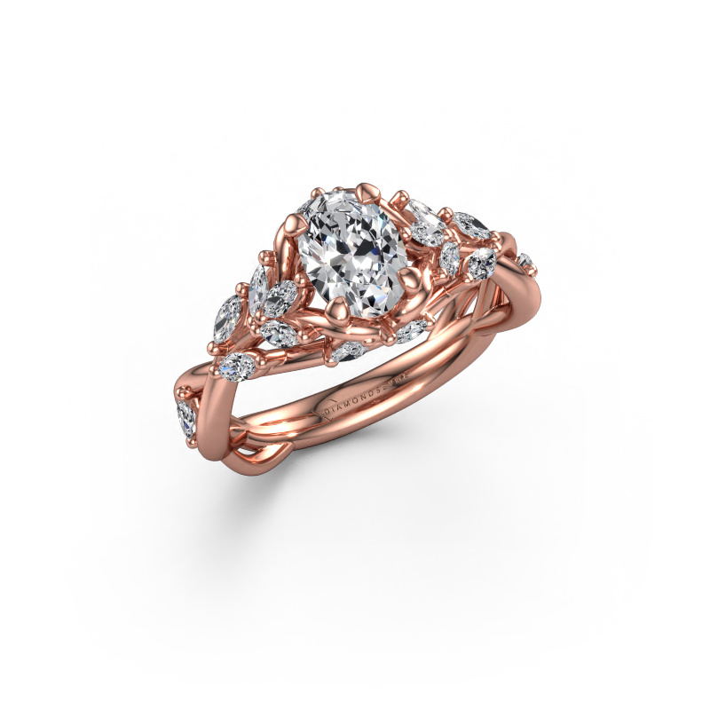 Image of Engagement ring Samantha OVL 585 rose gold Lab grown diamond 1.10 crt