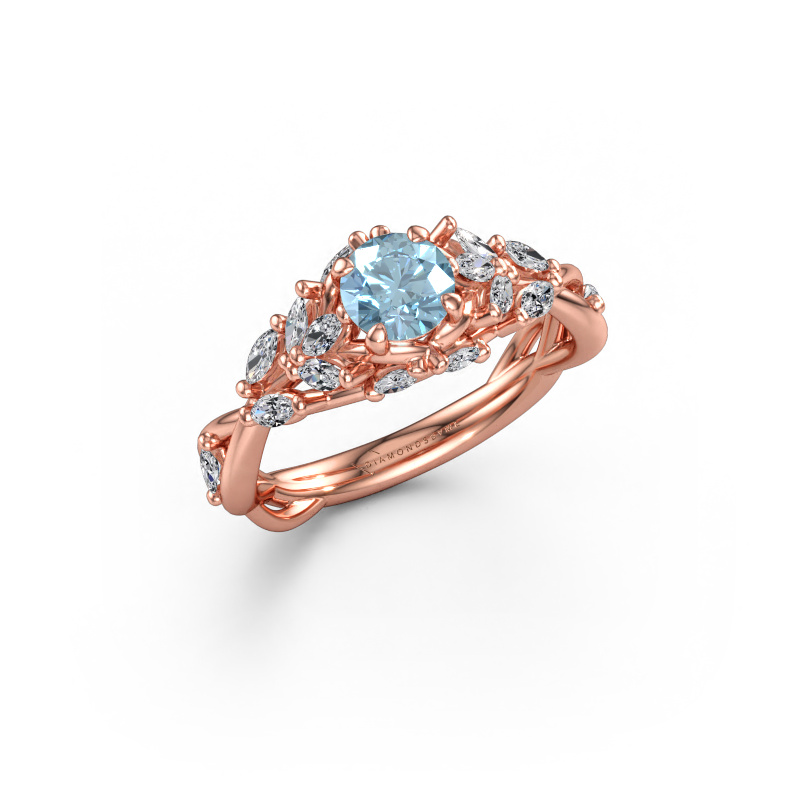 Bild av Förlovningsring Samantha RND 585 roséguld Blå labbodlad diamant 5 mm