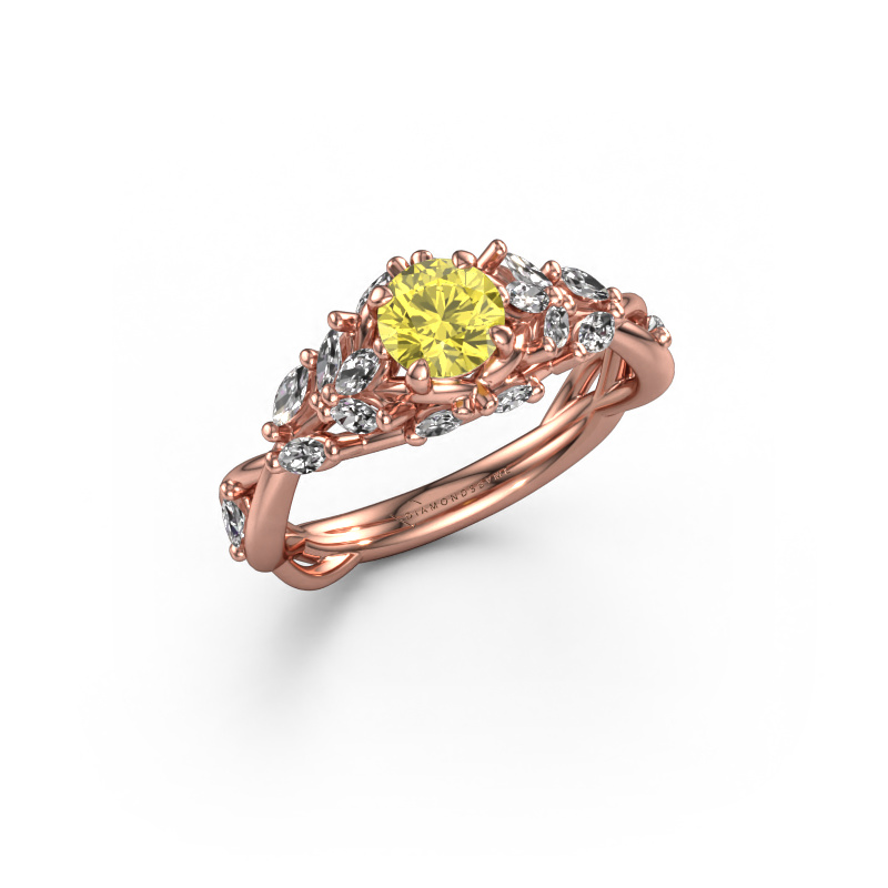Image of Engagement ring Samantha RND 585 rose gold Yellow lab grown diamond 5 mm
