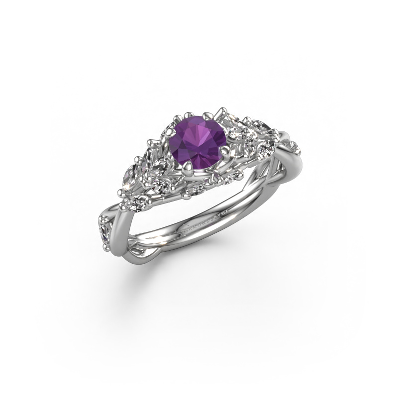 Image of Engagement ring Samantha RND 585 white gold Amethyst 5 mm