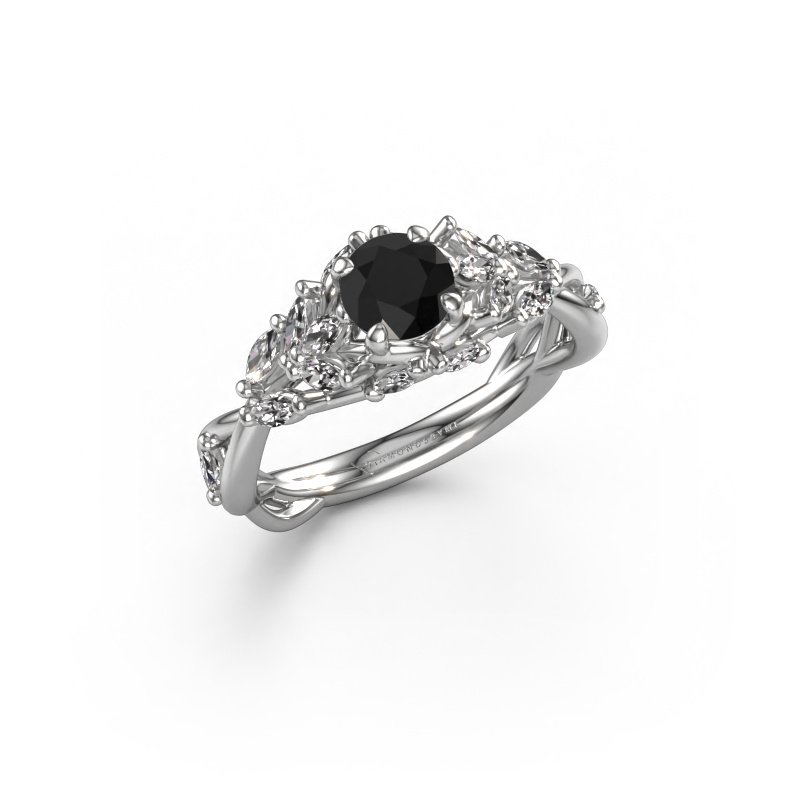 Image of Engagement ring Samantha RND 585 white gold Black diamond 1.00 crt
