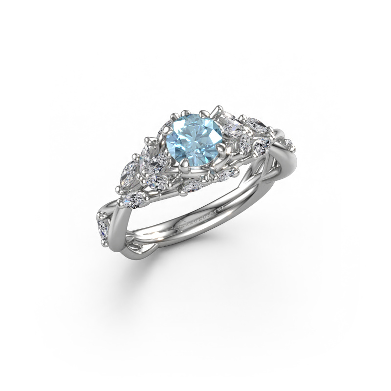 Image of Engagement ring Samantha RND 585 white gold Blue lab grown diamond 5 mm