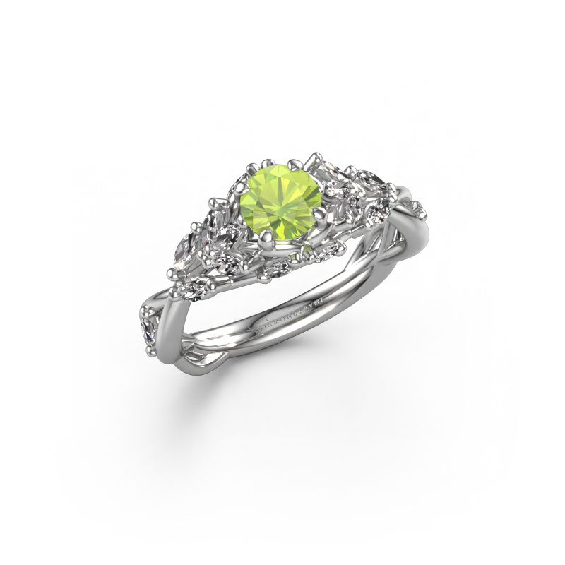 Image of Engagement ring Samantha RND 585 white gold Peridot 5 mm