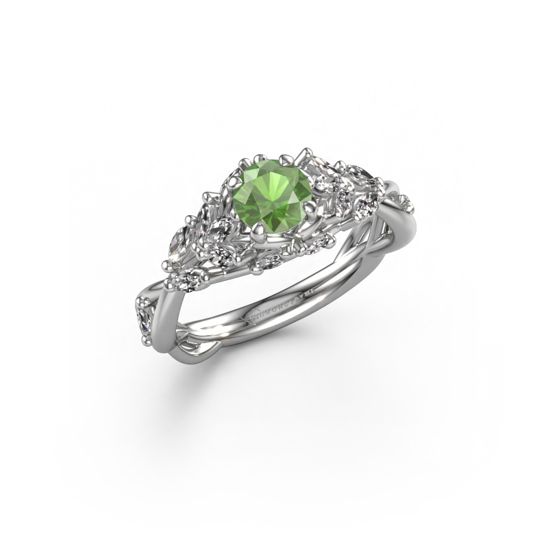 Image of Engagement ring Samantha RND 585 white gold Tourmaline green 5 mm