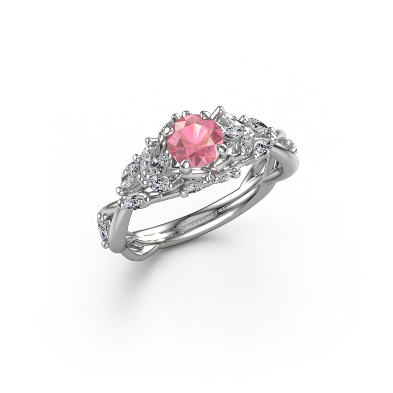 Image of Engagement ring Samantha RND 585 white gold Tourmaline pink 5 mm