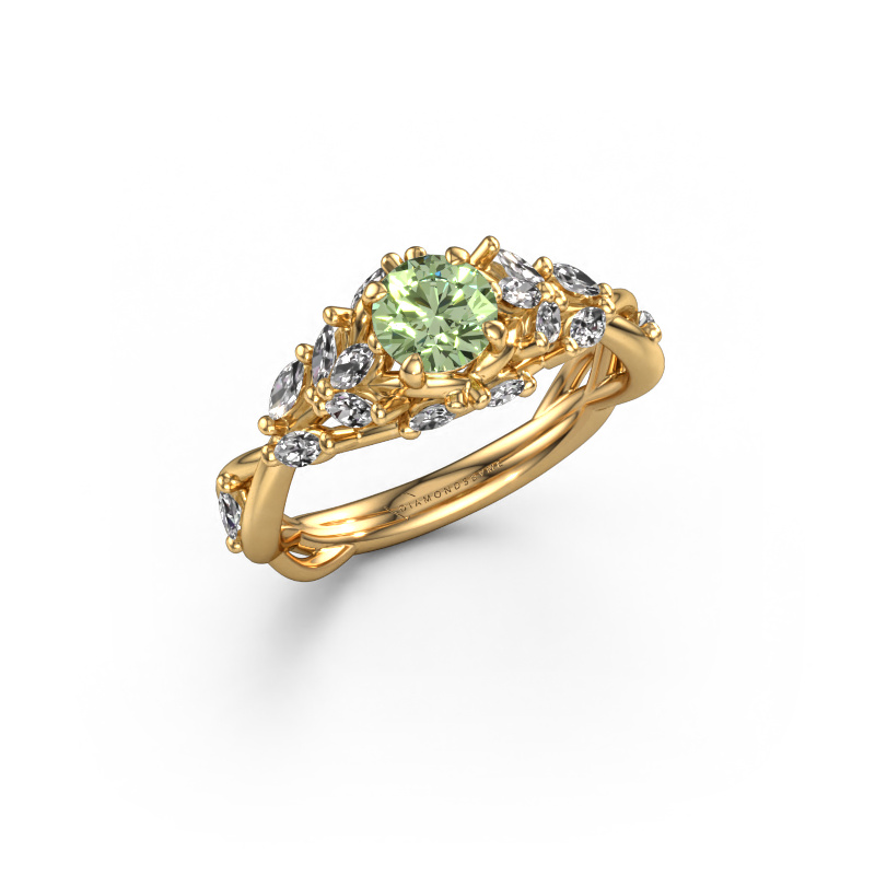 Image of Engagement ring Samantha RND 585 gold Green lab grown diamond 5 mm